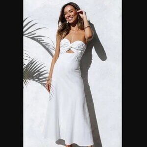 Petal & Pup Rosetta White Strapless Cut Out Midi Dress 16